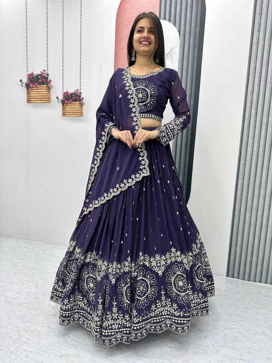 Faux Georgette Embroidered Lehenga 016
