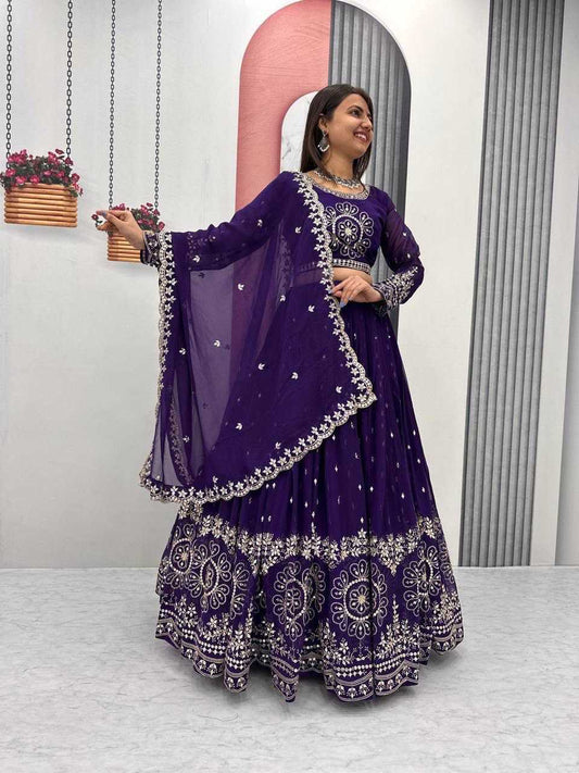 Faux Georgette Embroidered Lehenga