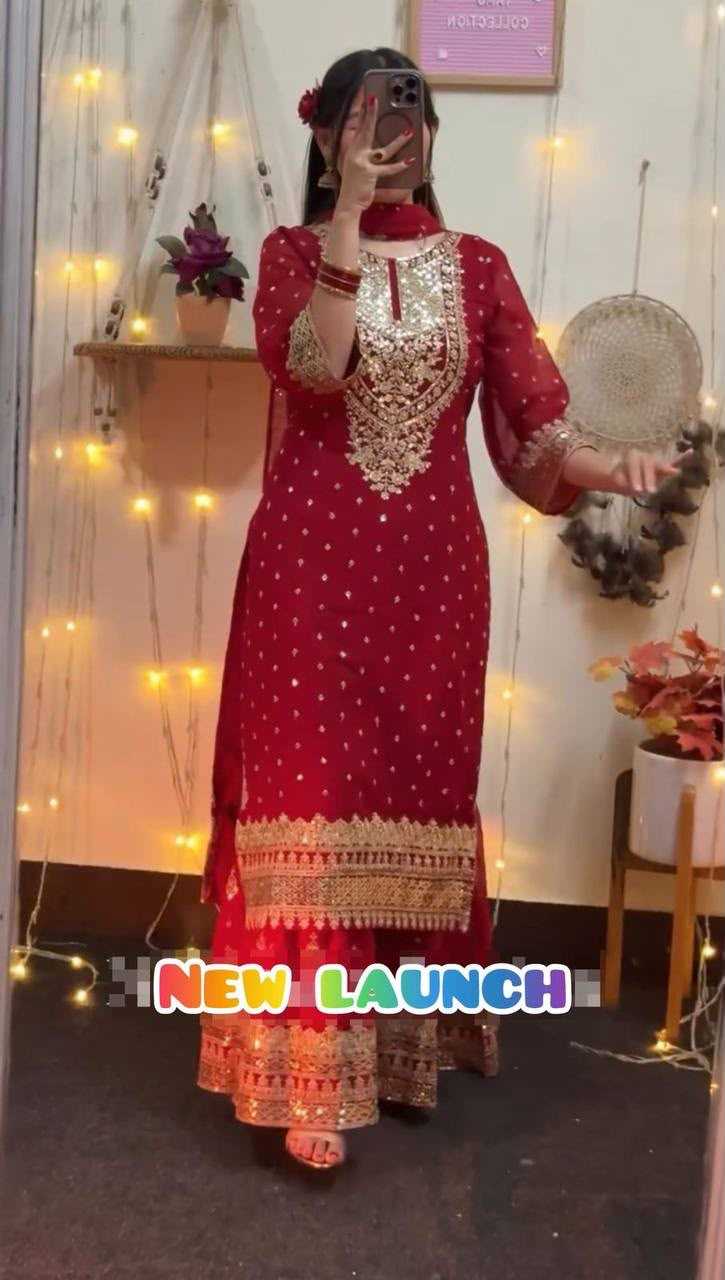 Faux Georgette Embroidery Suit