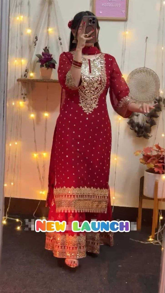 Faux Georgette Embroidery Suit