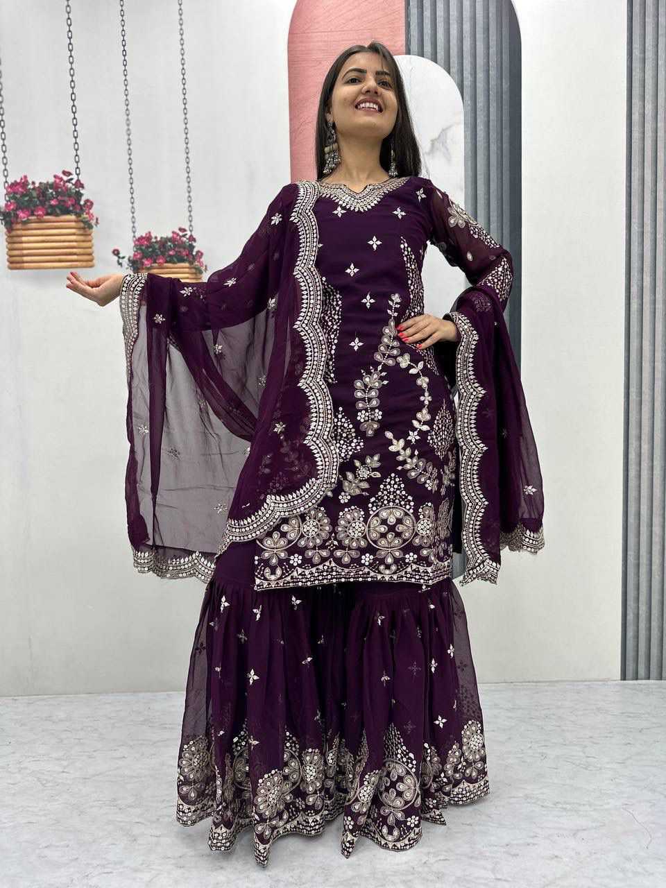 Faux Georgette Sharara Salwar Suit