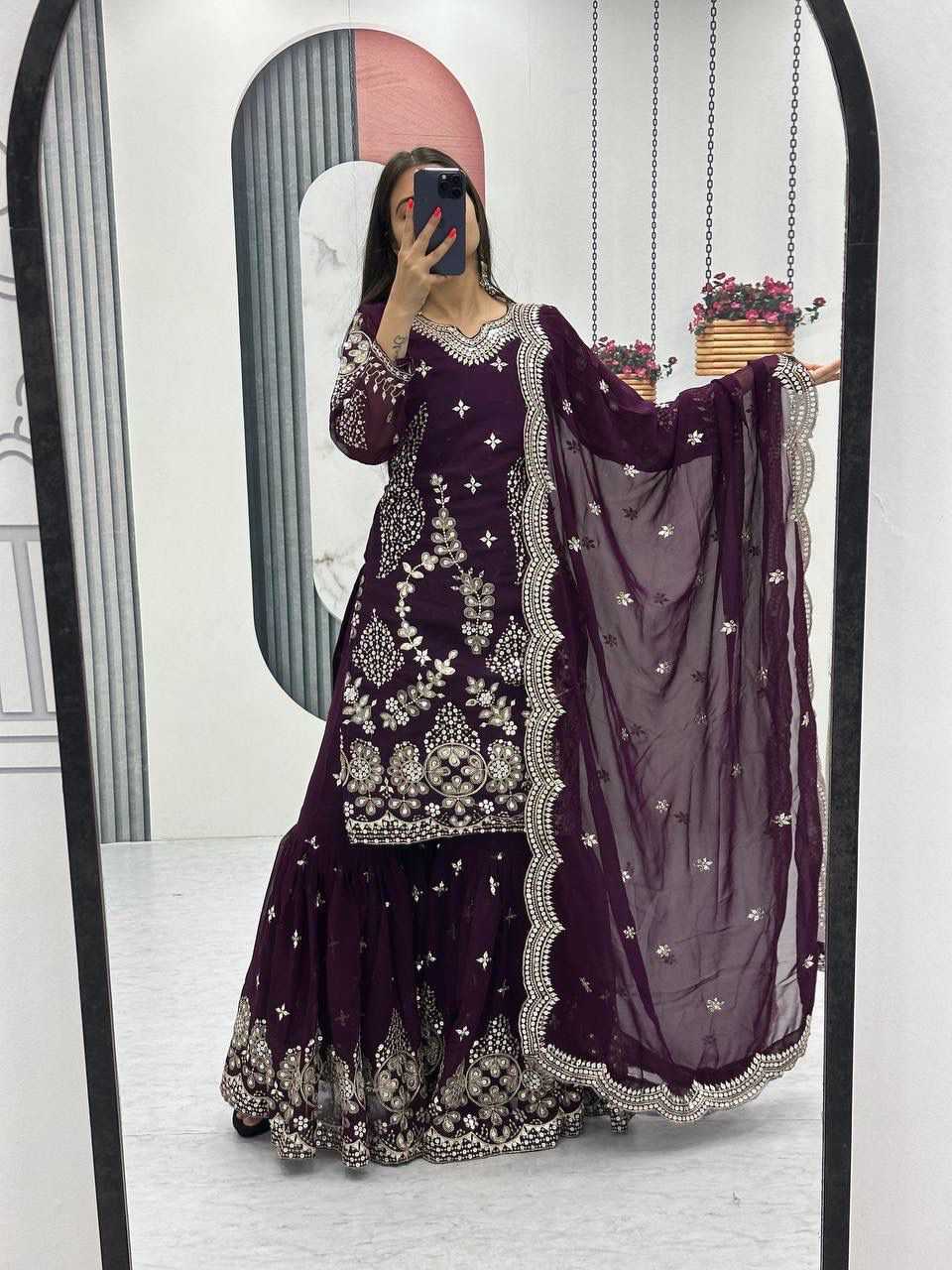 Faux Georgette Sharara Salwar Suit