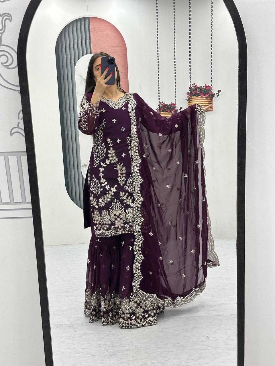 Faux Georgette Sharara Salwar Suit