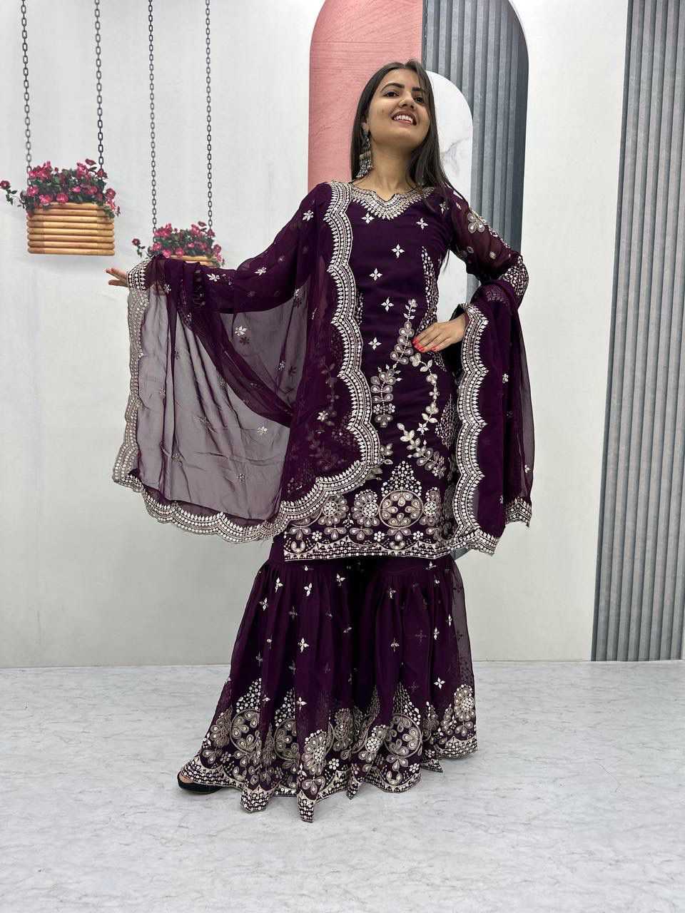 Faux Georgette Sharara Salwar Suit