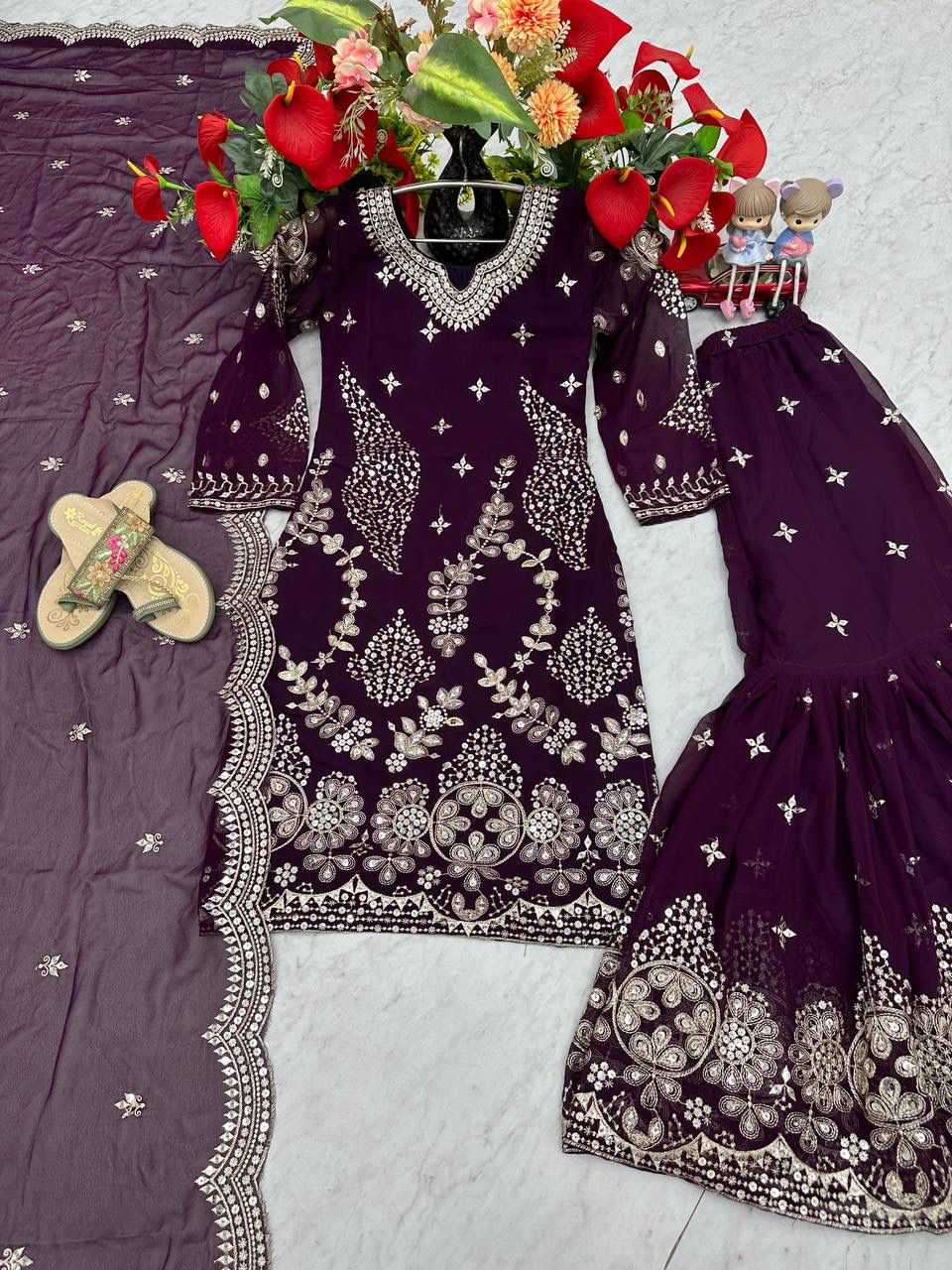 Faux Georgette Sharara Salwar Suit