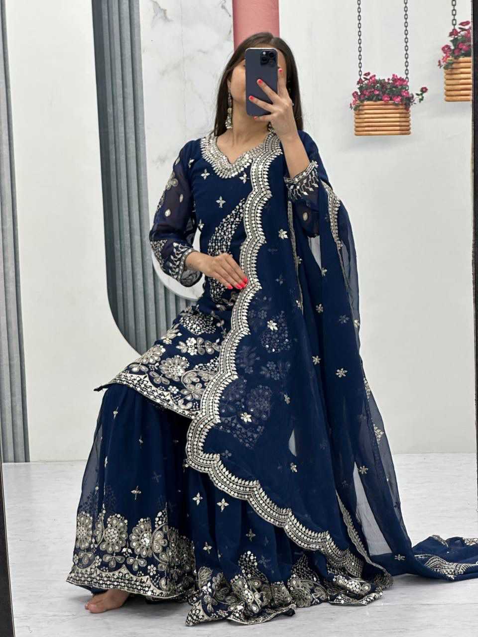 Faux Georgette Sharara Salwar Suit