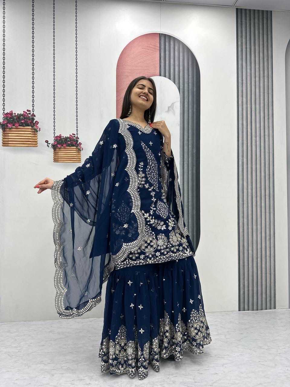 Faux Georgette Sharara Salwar Suit