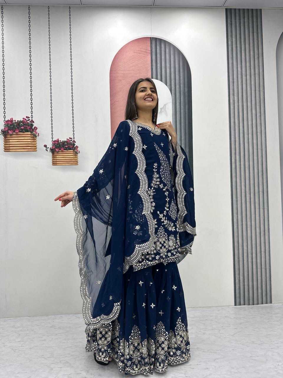 Faux Georgette Sharara Salwar Suit