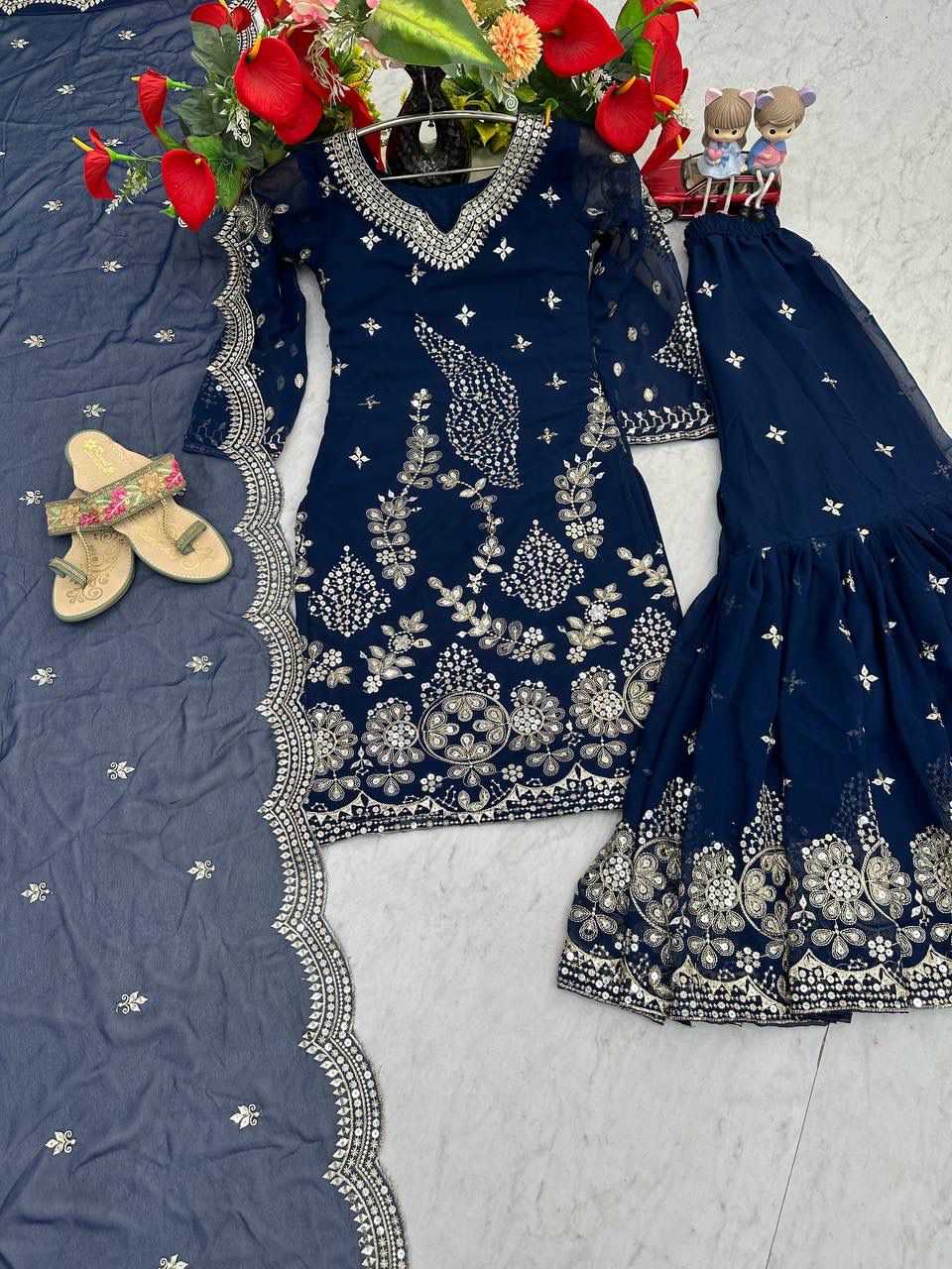 Faux Georgette Sharara Salwar Suit