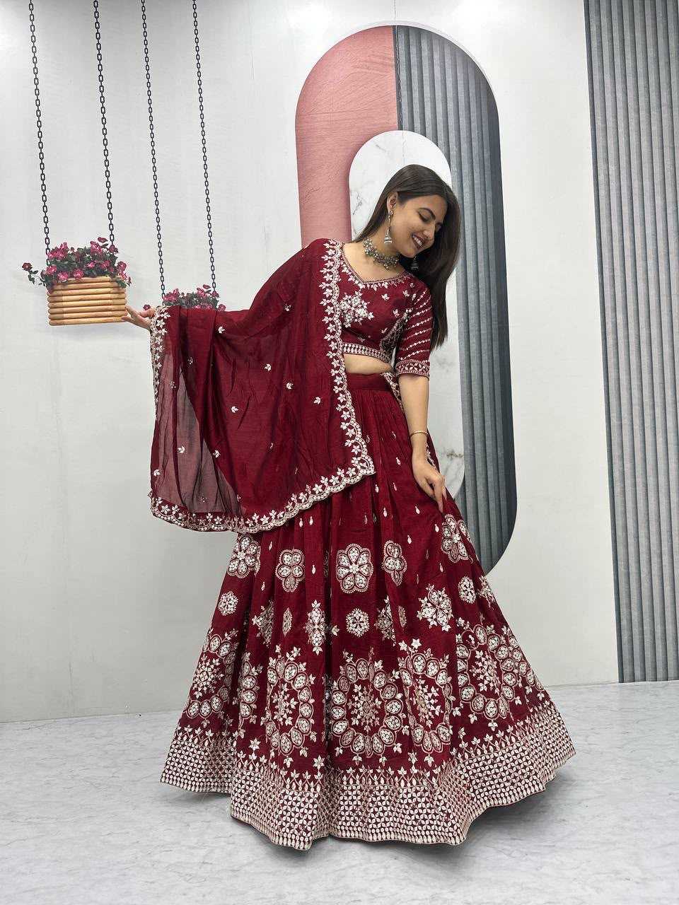 Vichitra Silk Designer Lehenga