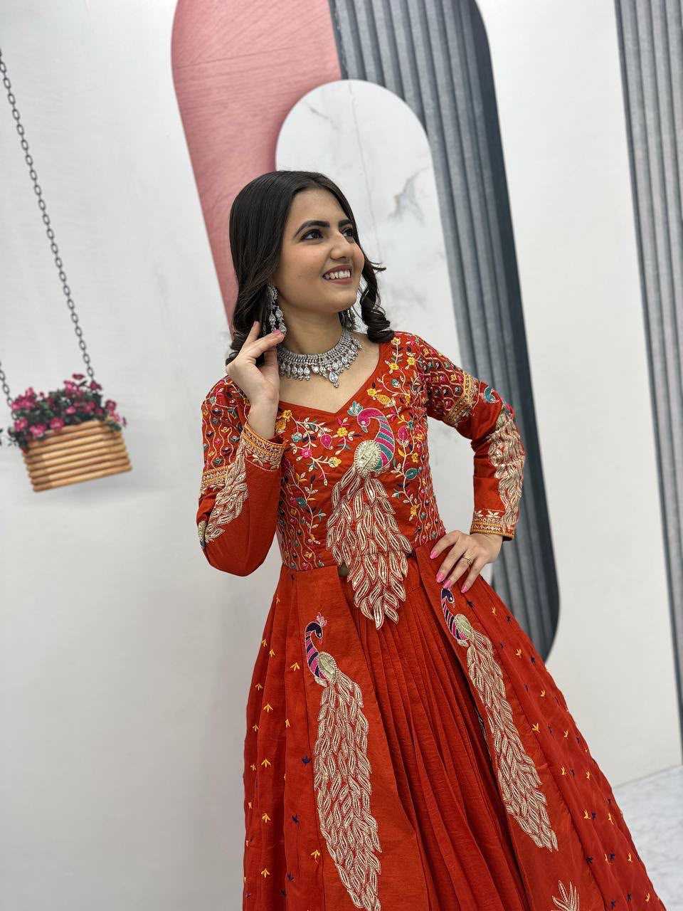 Vichitra Silk Designer Lehenga in Hot Pink