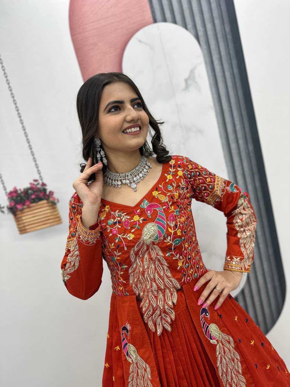 Vichitra Silk Designer Lehenga in Hot Pink