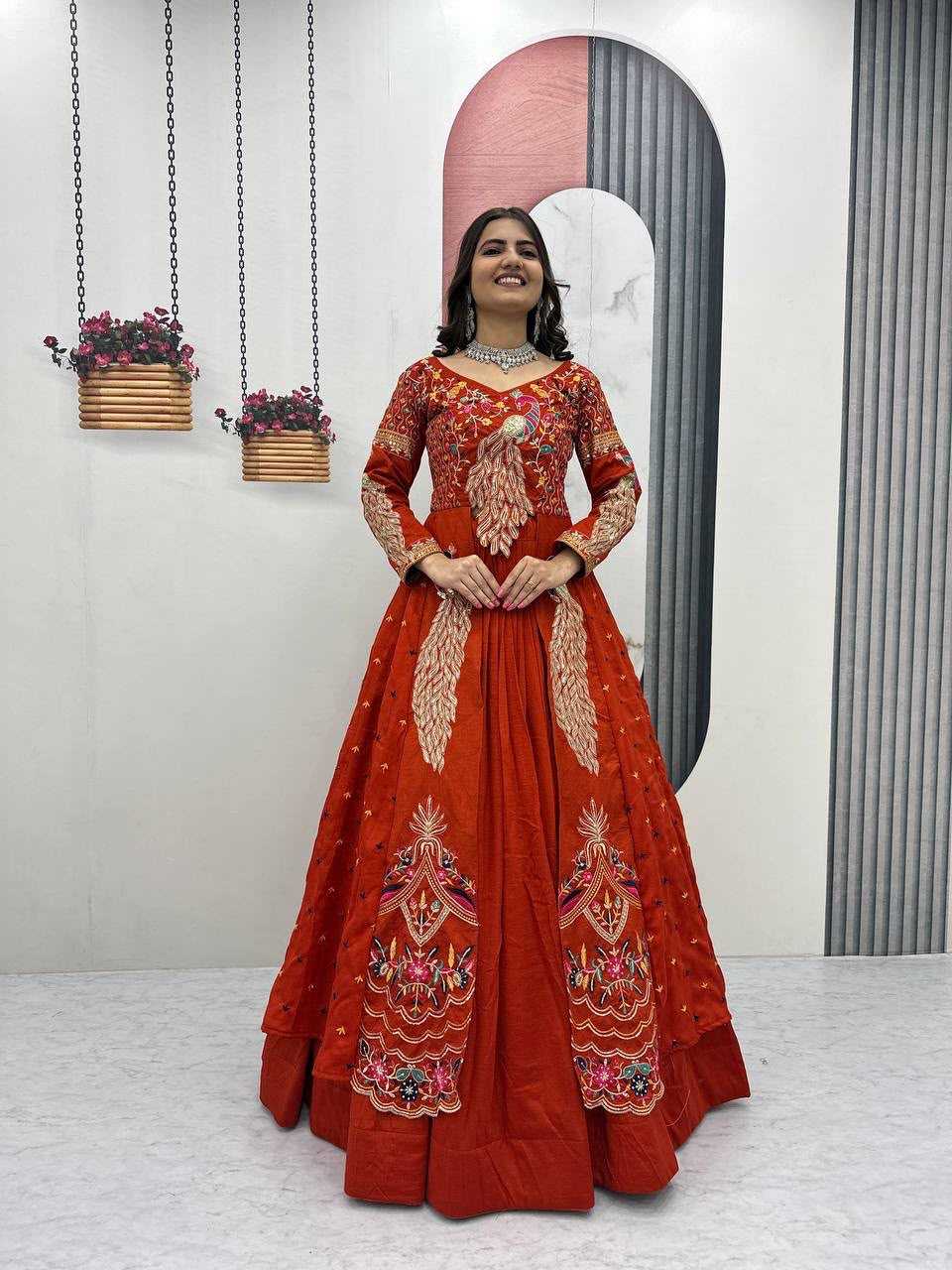 Vichitra Silk Designer Lehenga in Hot Pink