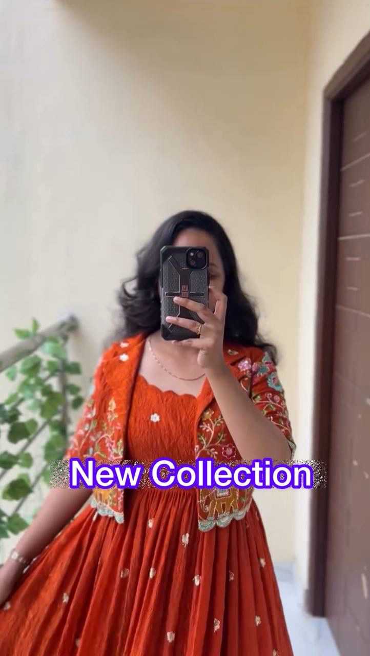 Crepe Silk Embroidery Gown