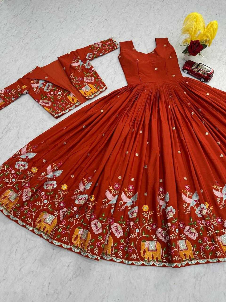 Crepe Silk Embroidery Gown