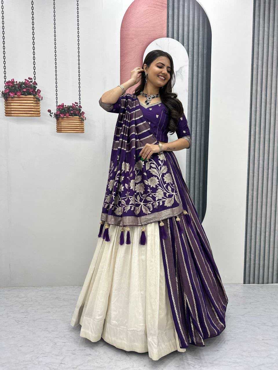 Jacquard Lehenga Saree