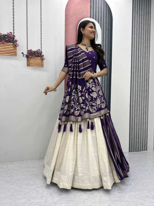 Jacquard Lehenga Saree
