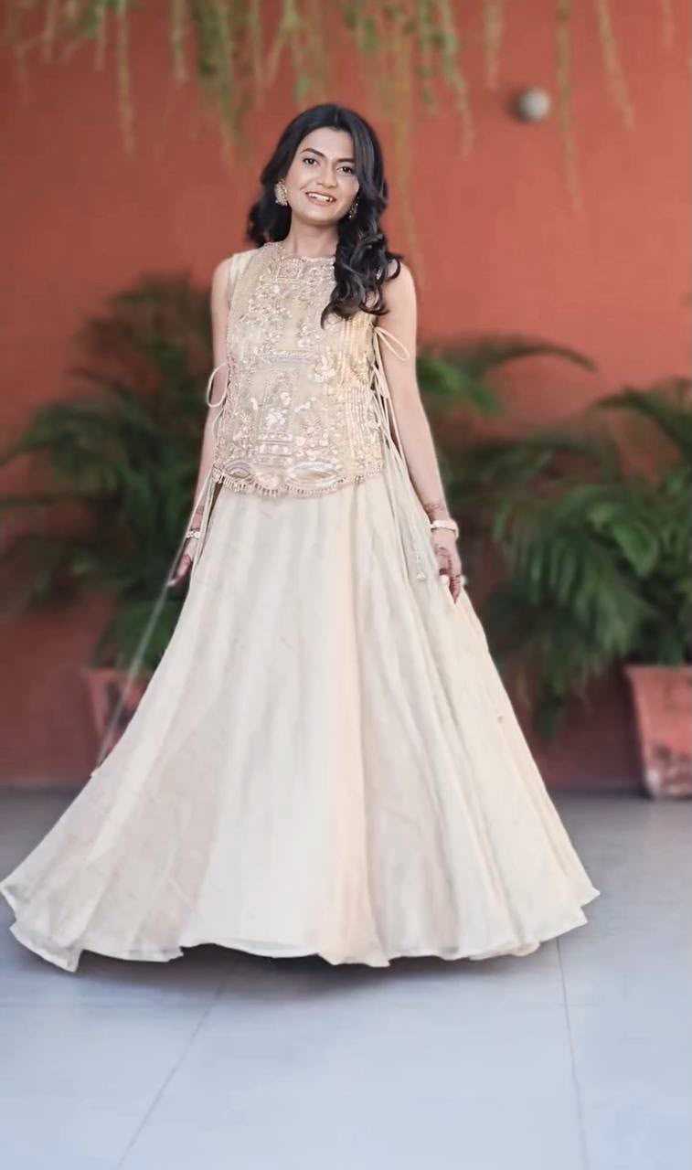 Vichitra Silk Traditional Lehenga in Orange