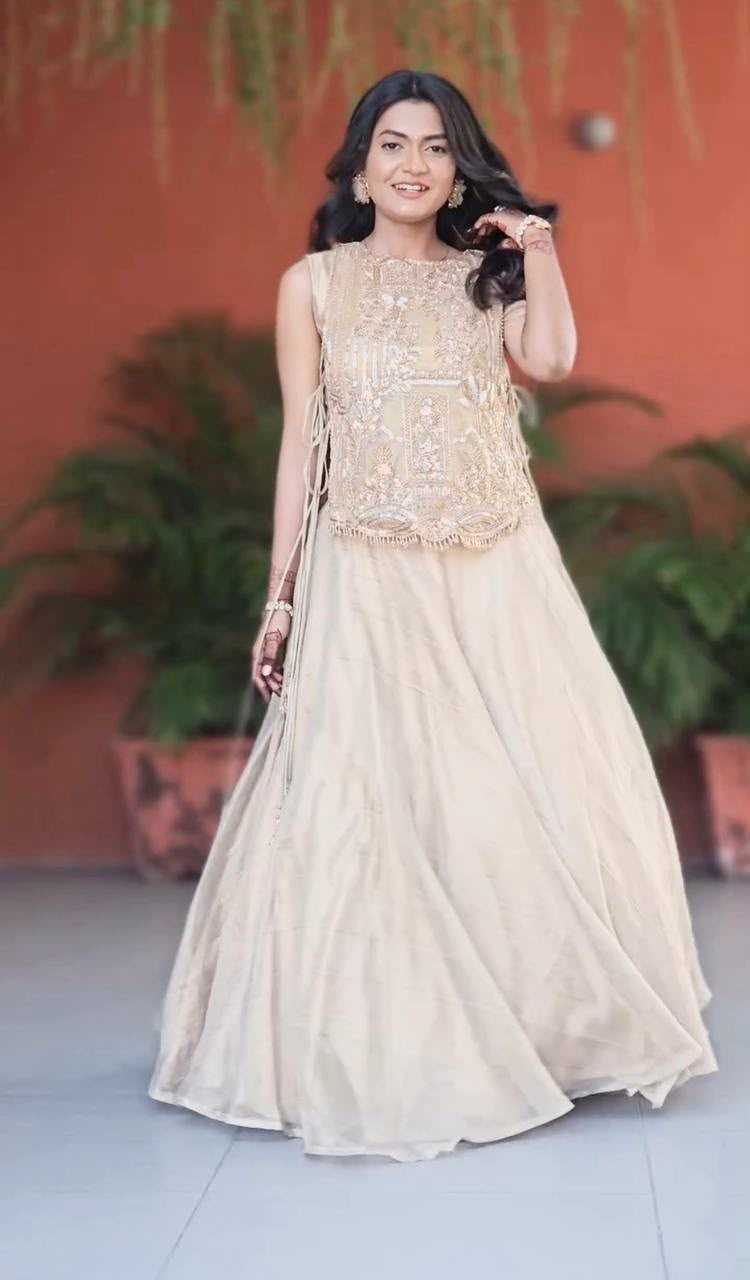 Vichitra Silk Traditional Lehenga in Orange