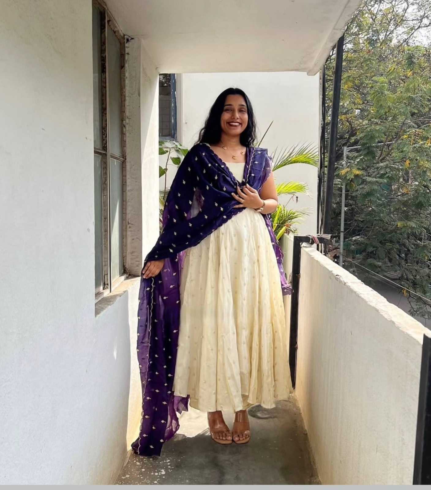 Chinon Silk Embroidery Gown