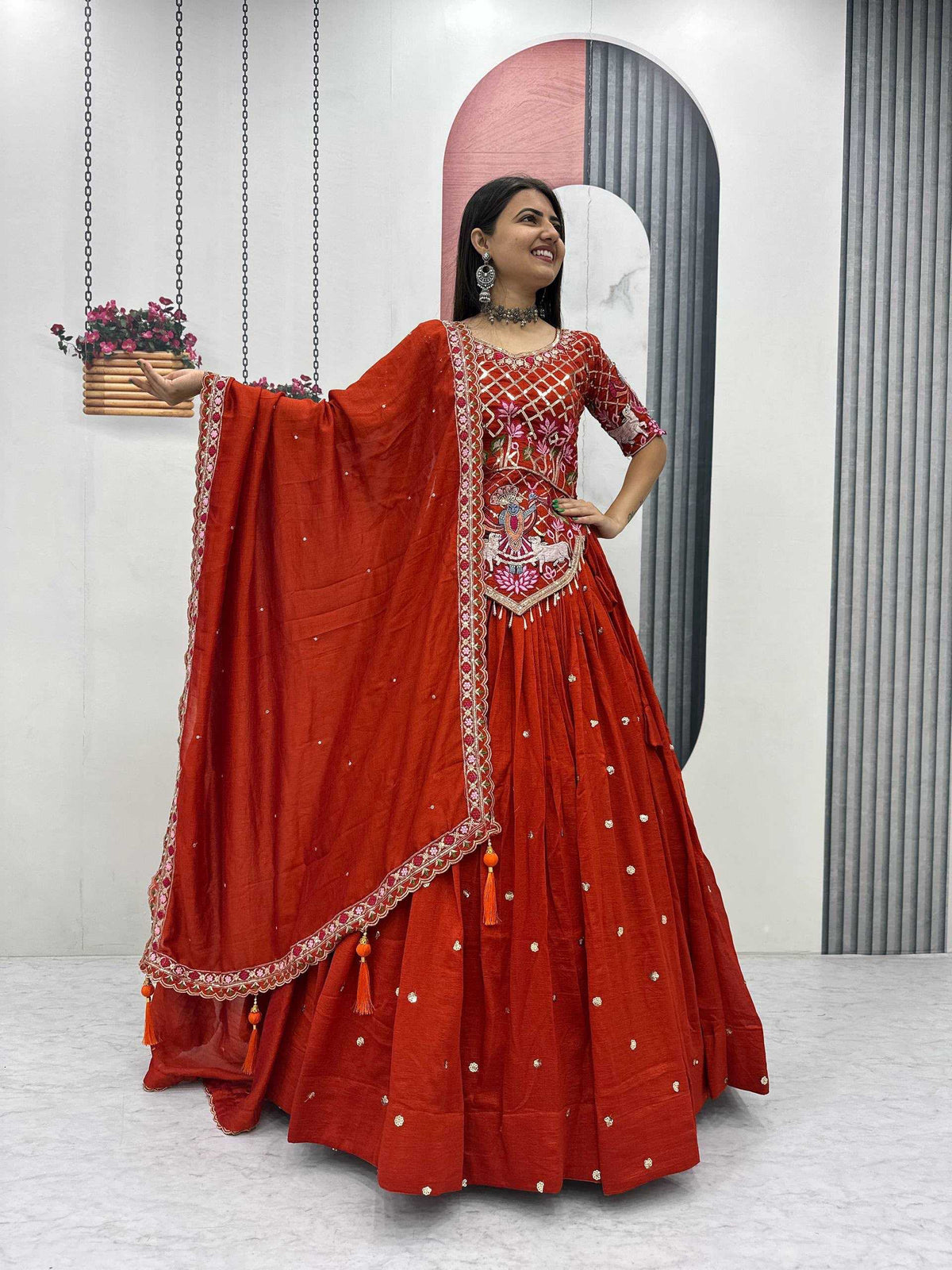 Vichitra Silk Wedding Lehenga