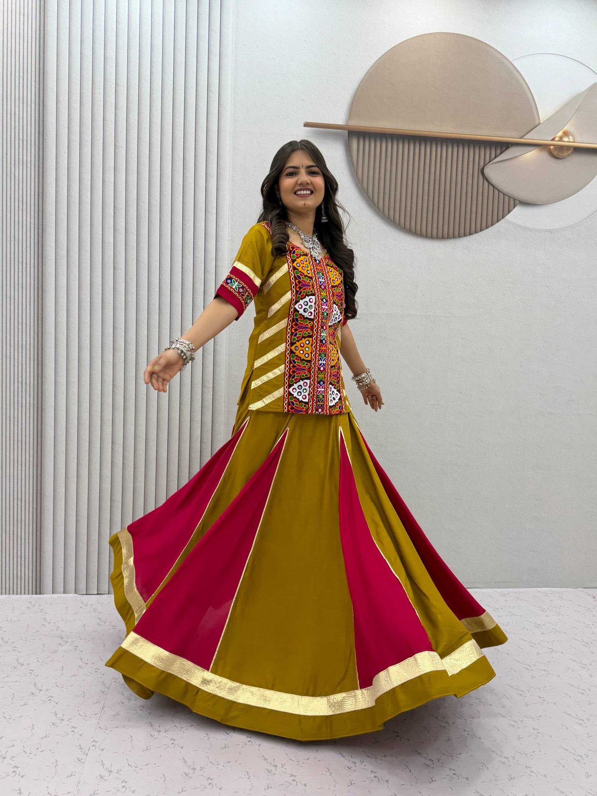 Pure Cotton Traditional Lehenga in Mustard