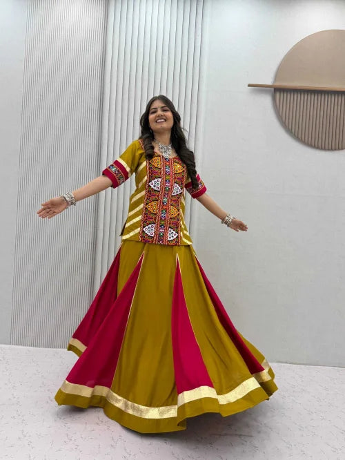 Pure Cotton Traditional Lehenga in Mustard
