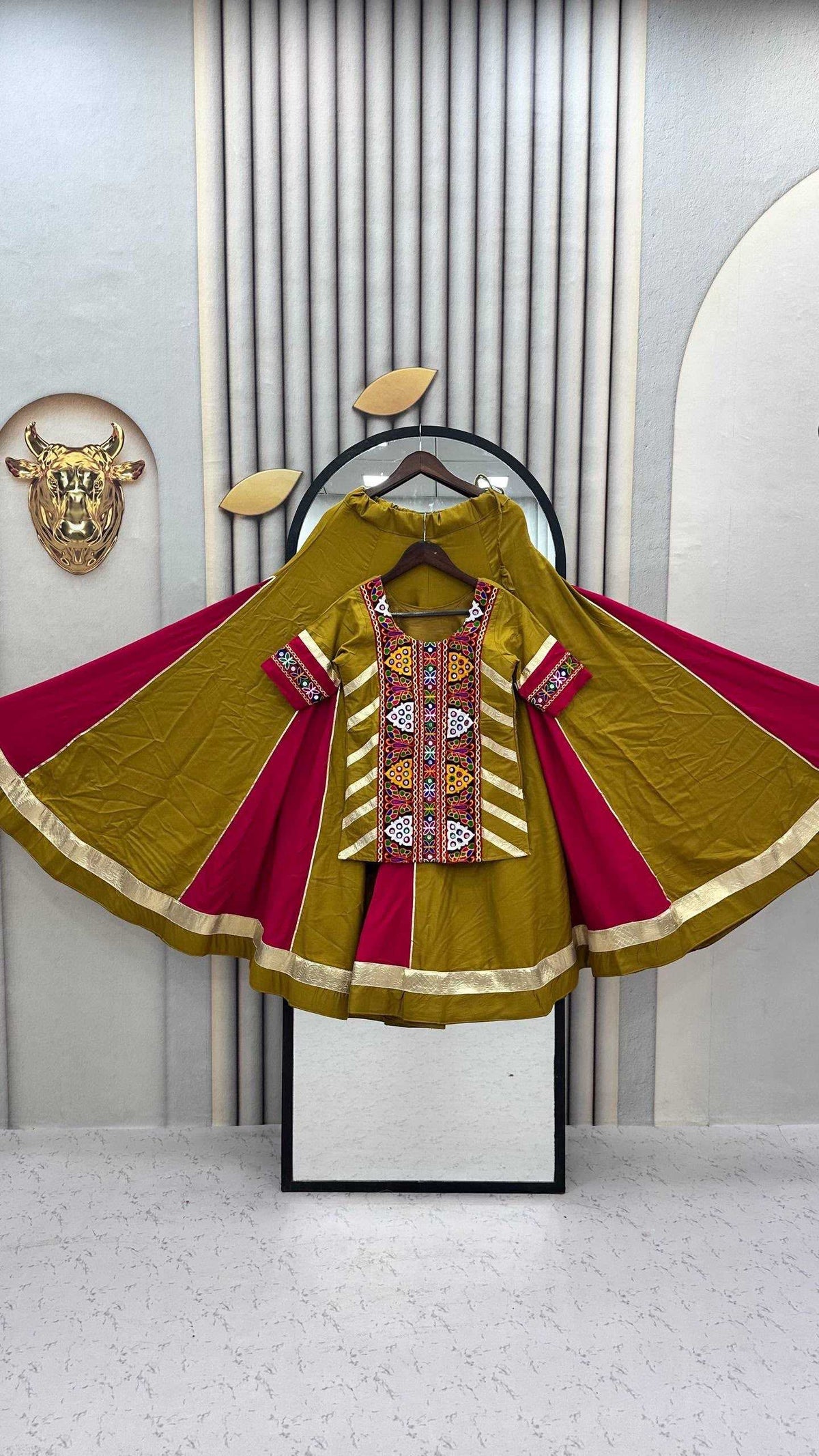 Pure Cotton Traditional Lehenga in Mustard