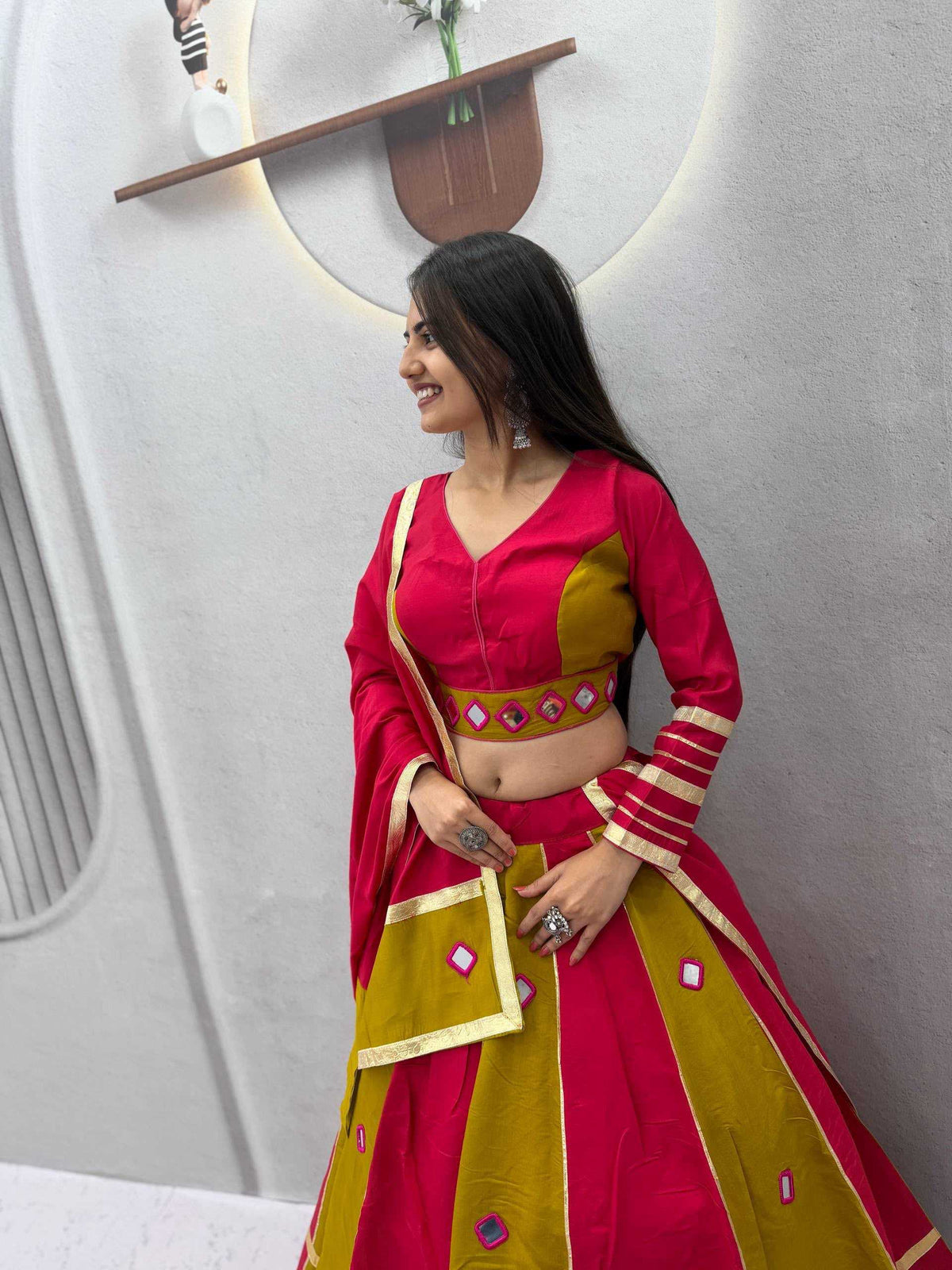 Heavy Roman Silk Traditional Lehenga in Pink