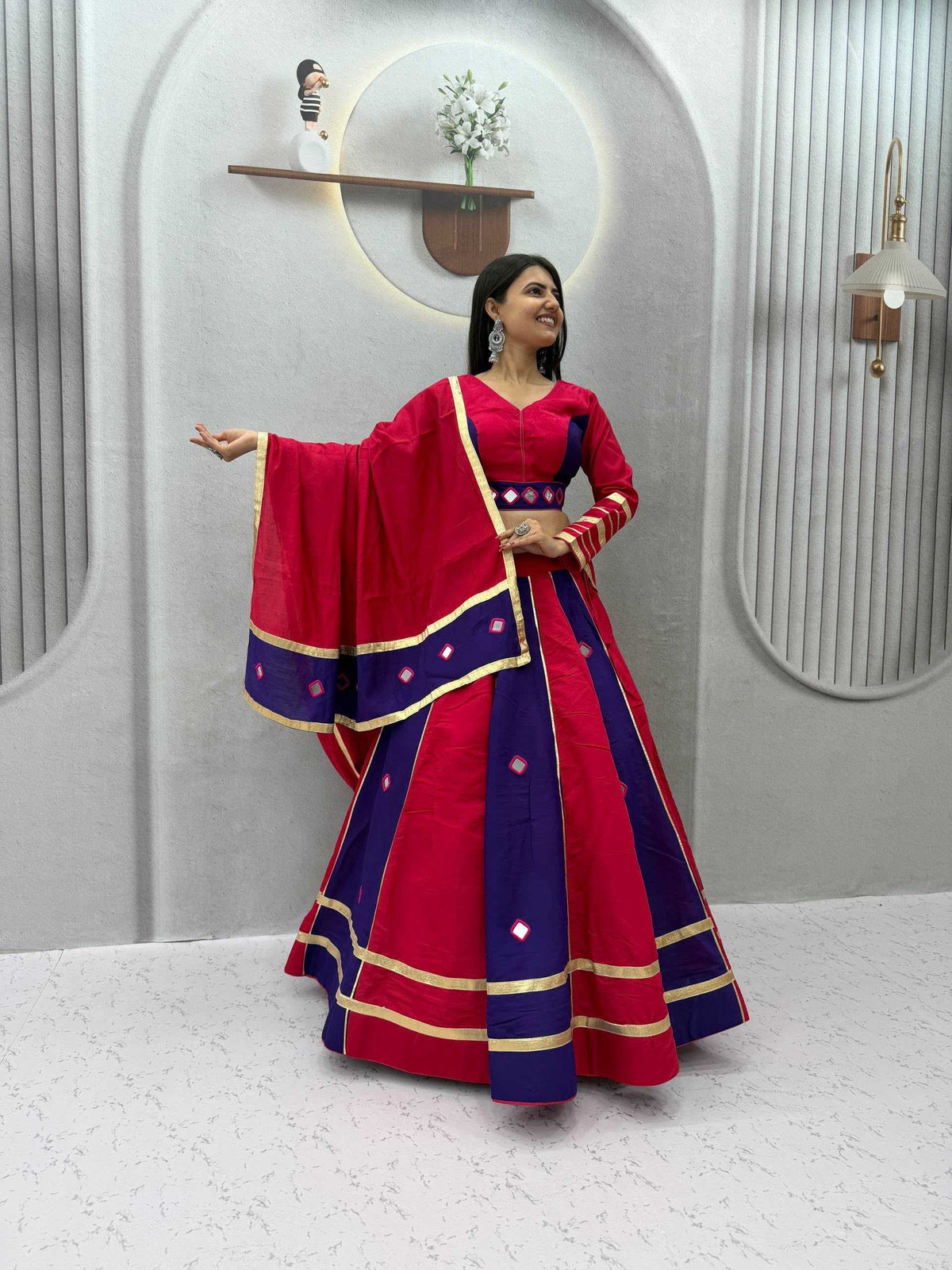 Heavy Roman Silk Traditional Lehenga in Pink