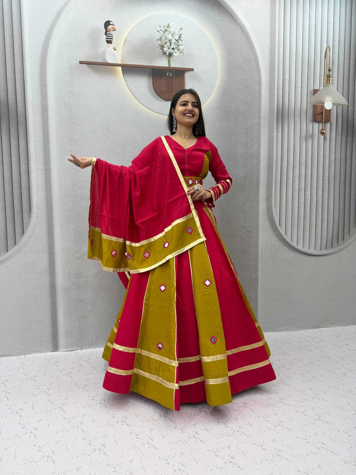 Heavy Roman Silk Traditional Lehenga in Pink