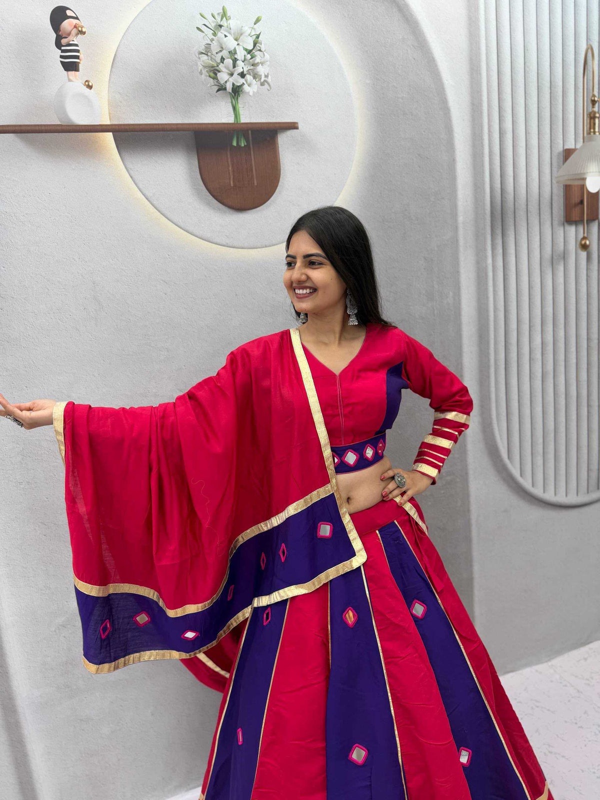 Heavy Roman Silk Traditional Lehenga