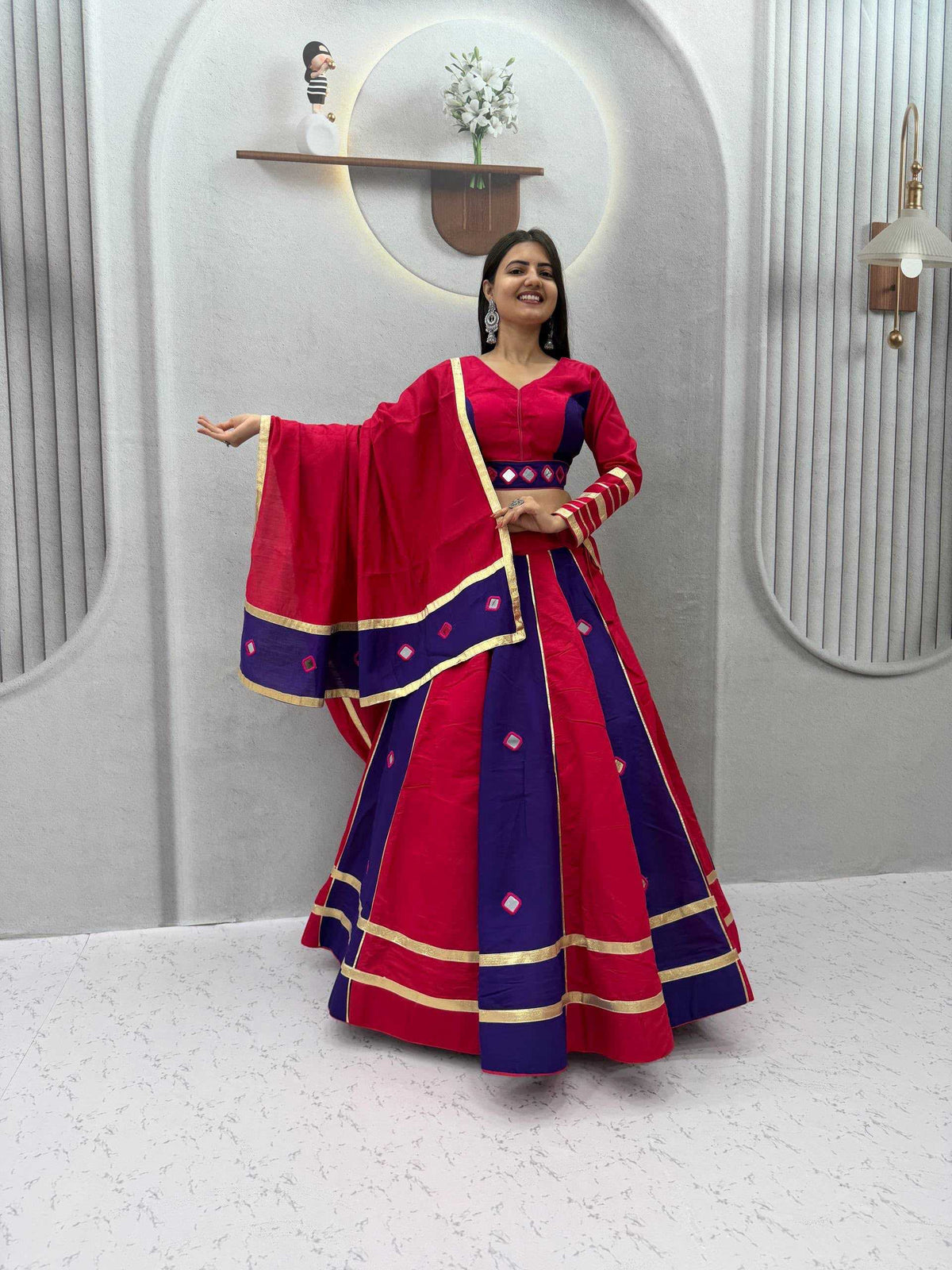 Heavy Roman Silk Traditional Lehenga
