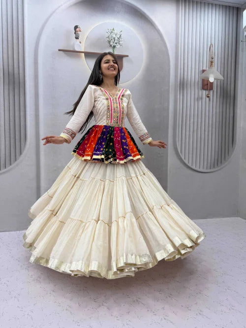 Pure Cotton Designer Lehenga in White