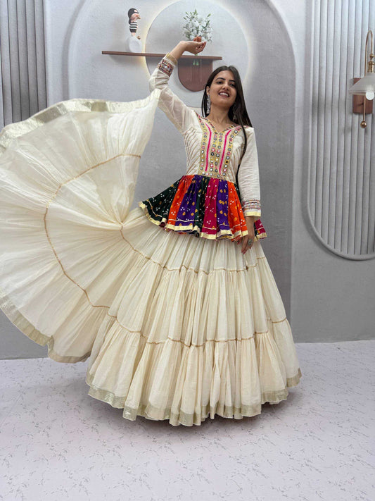 Pure Cotton Traditional Lehenga in White