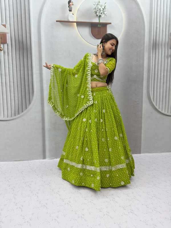 Georgette Designer Lehenga in Green