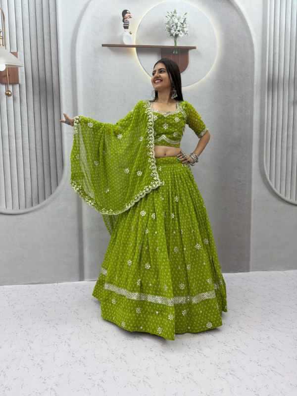 Georgette Designer Lehenga in Green
