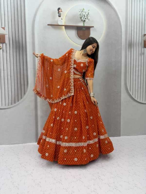 Georgette Designer Lehenga in Green