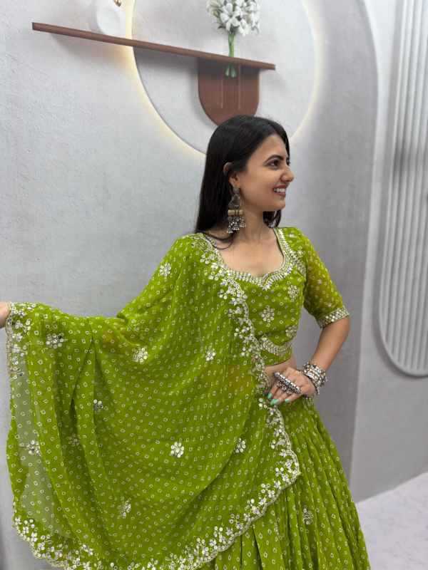 Georgette Traditional Lehenga in Orange