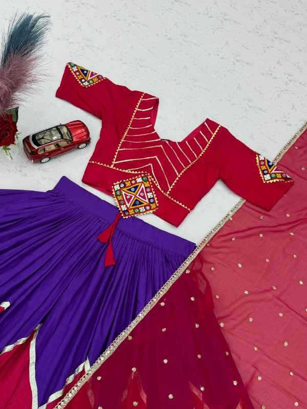 Cotton Traditional Lehenga in Purple