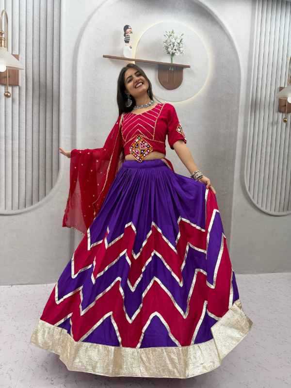 Cotton Traditional Lehenga in Purple