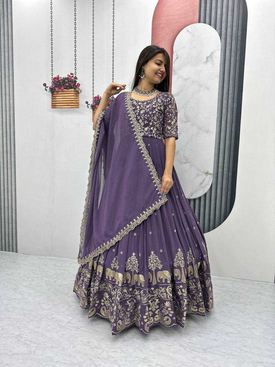 Faux Georgette Embroidery Gown