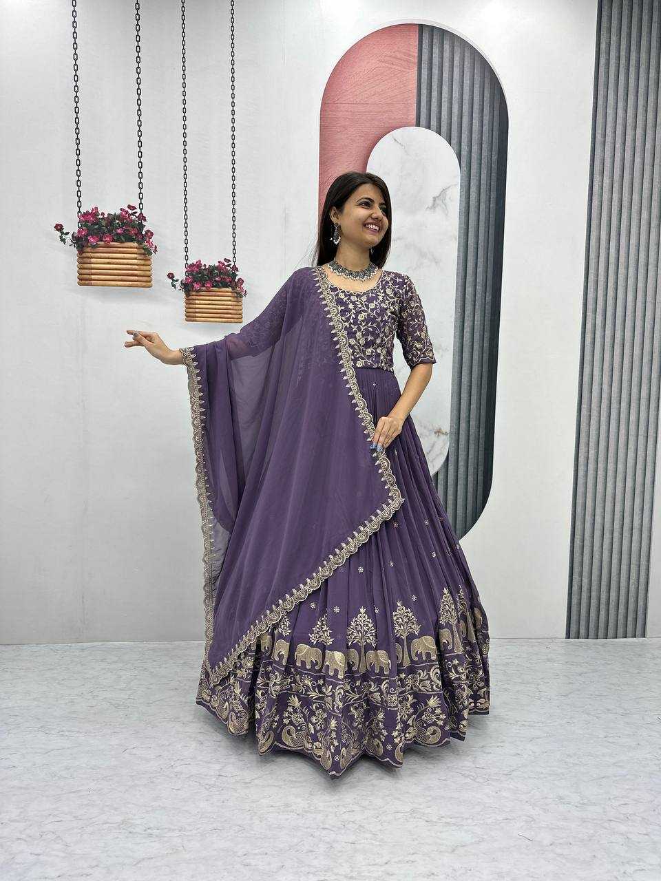 Faux Georgette Embroidery Gown