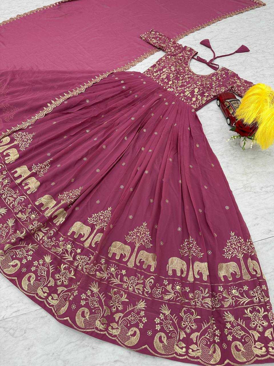 Faux Georgette Embroidery Gown