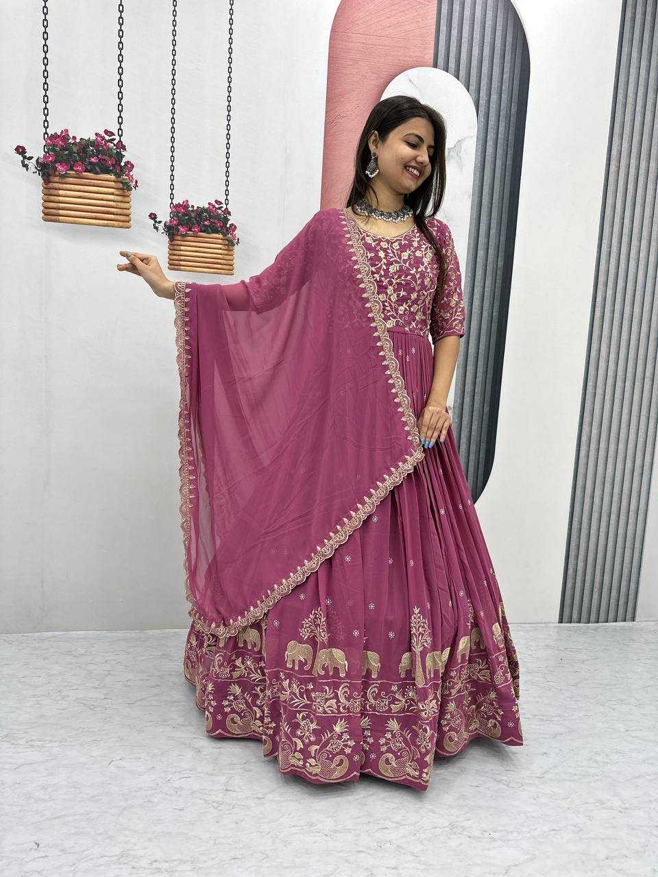 Faux Georgette Embroidery Gown