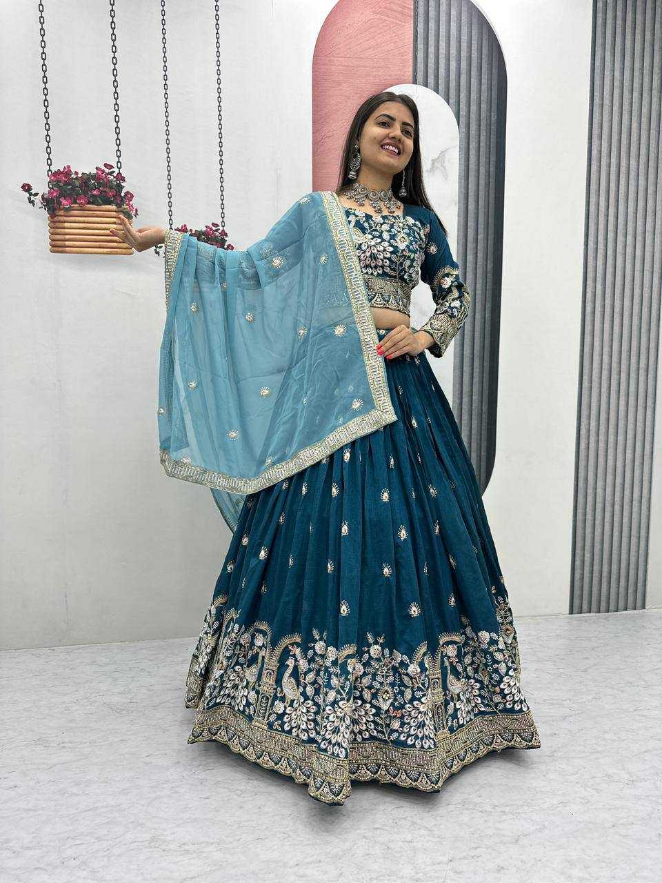 Vichitra Silk Designer Lehenga in Maroon