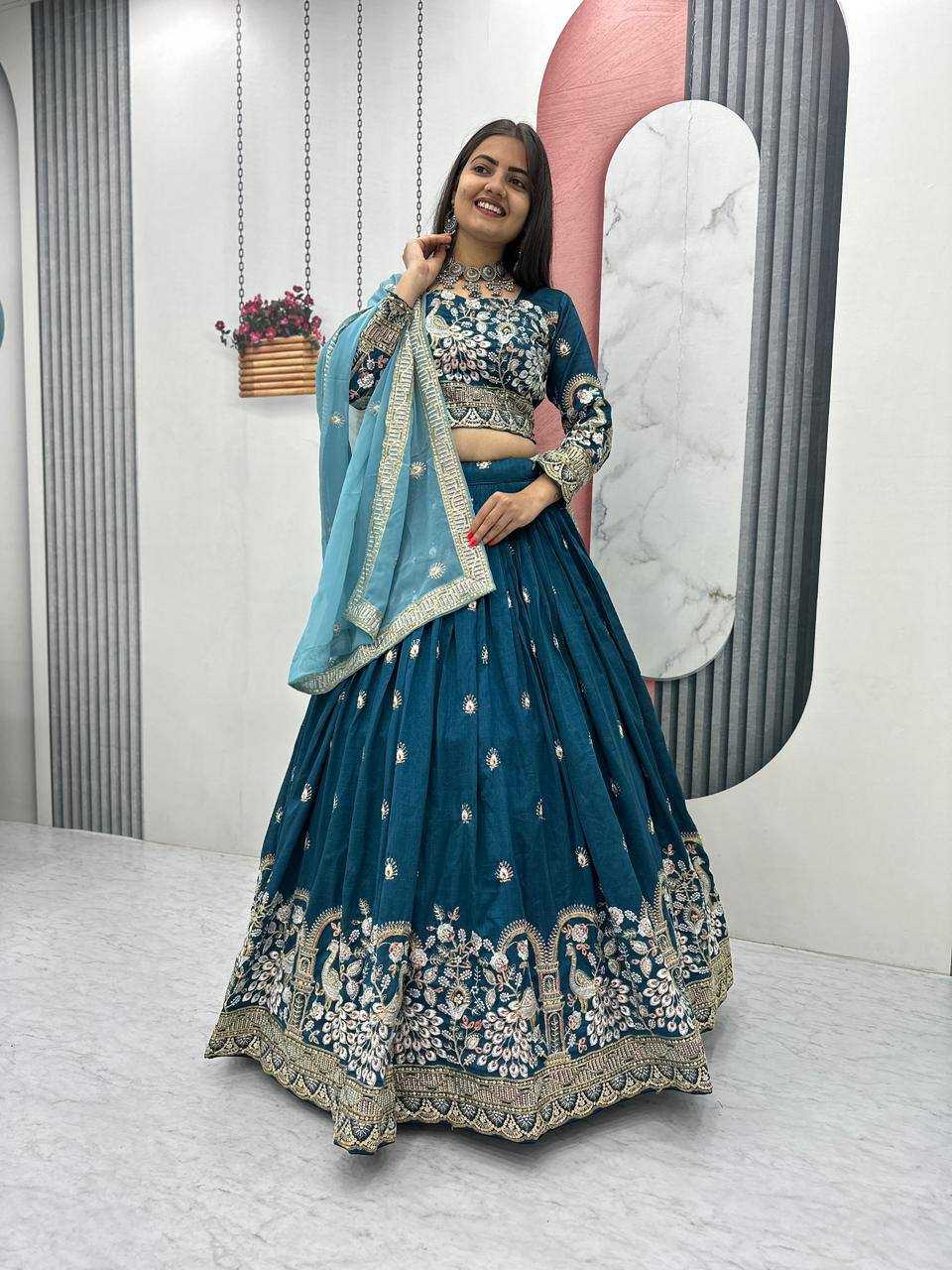 Vichitra Silk Designer Lehenga in Maroon