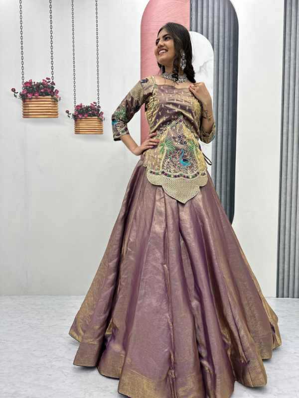 Satin Silk Embroidered Lehenga
