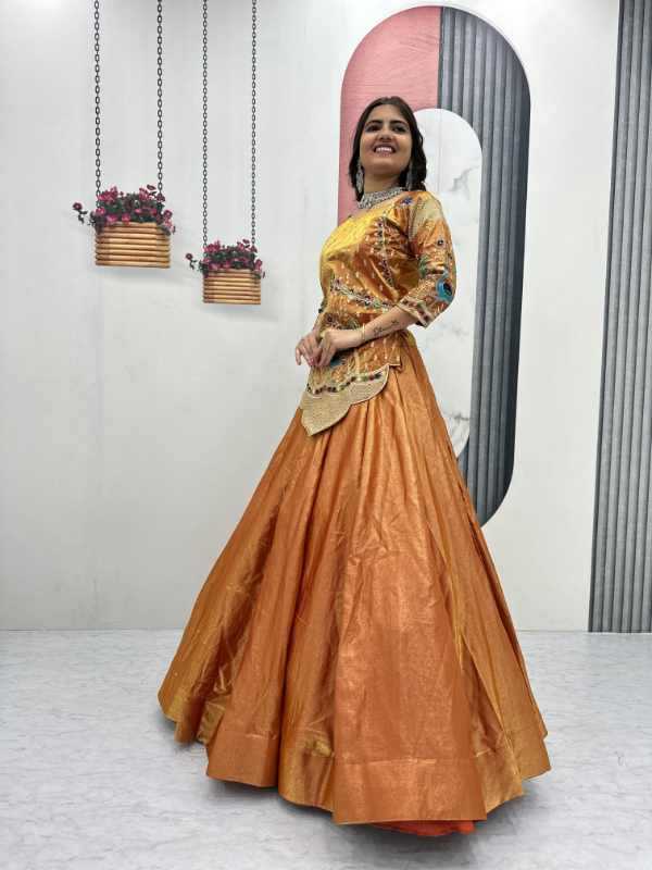 Satin Silk Embroidered Lehenga