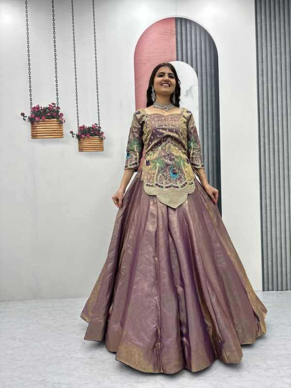 Satin Silk Embroidered Lehenga